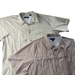 Dri Duck Shirt Men 4XL Beige Khaki Short Sleeve Outdoor Fishing Utility Pocket